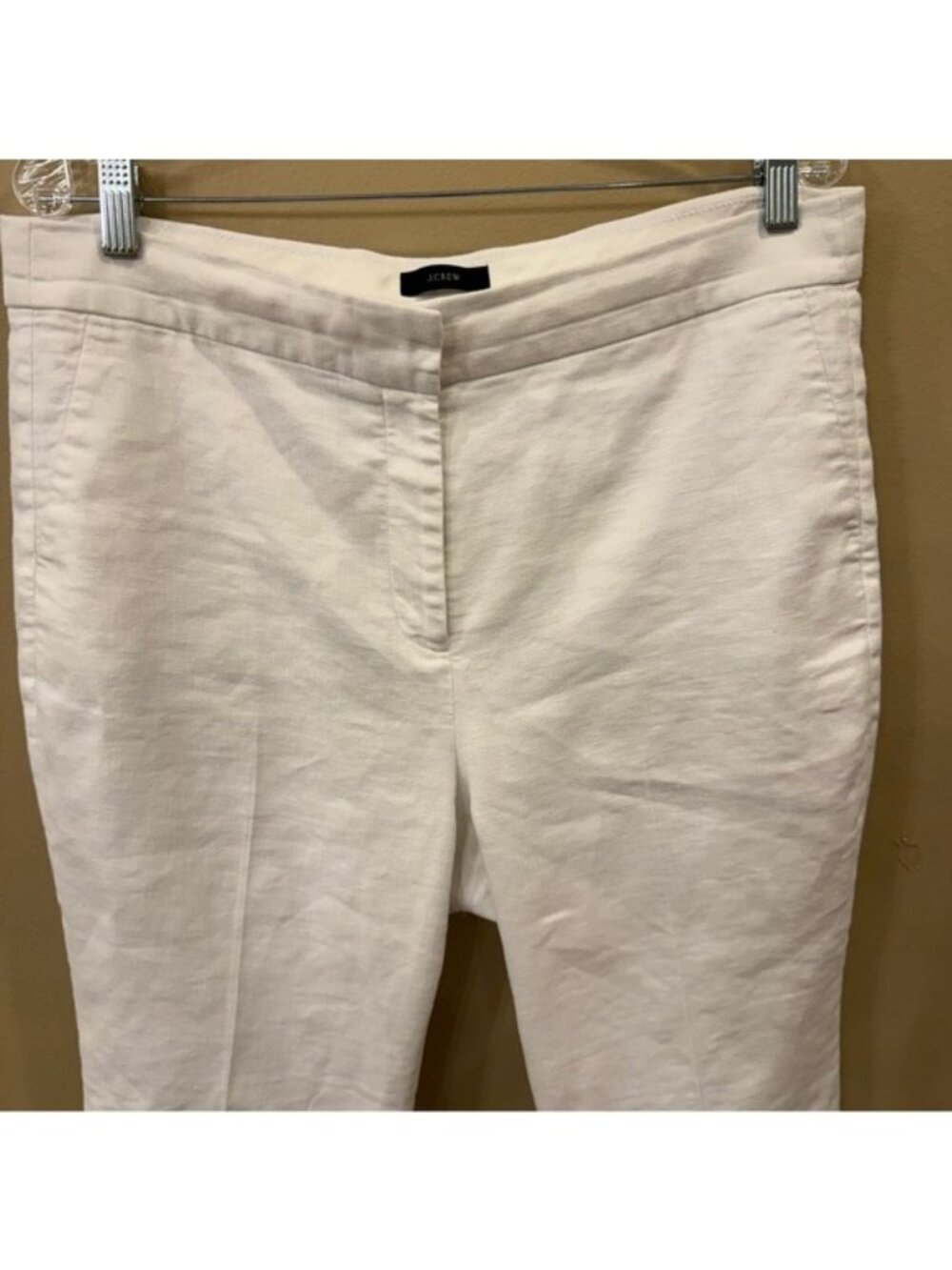 J.Crew Hayden Kickout Crop Pant Stretch Linen White Size 14 High Rise Lined - Picture 3 of 12